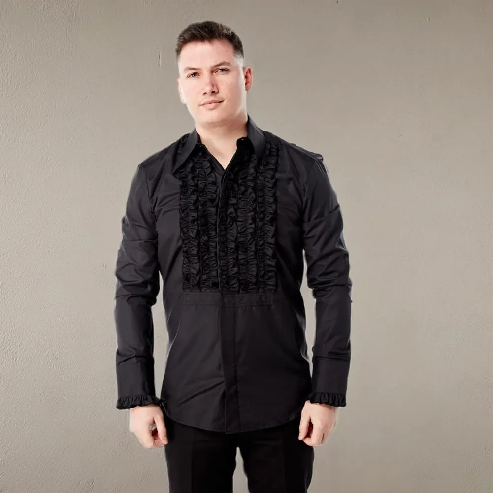 Tuxedo Shirt Ruffle Front Halloween Stag Party Wedding Formal Dress