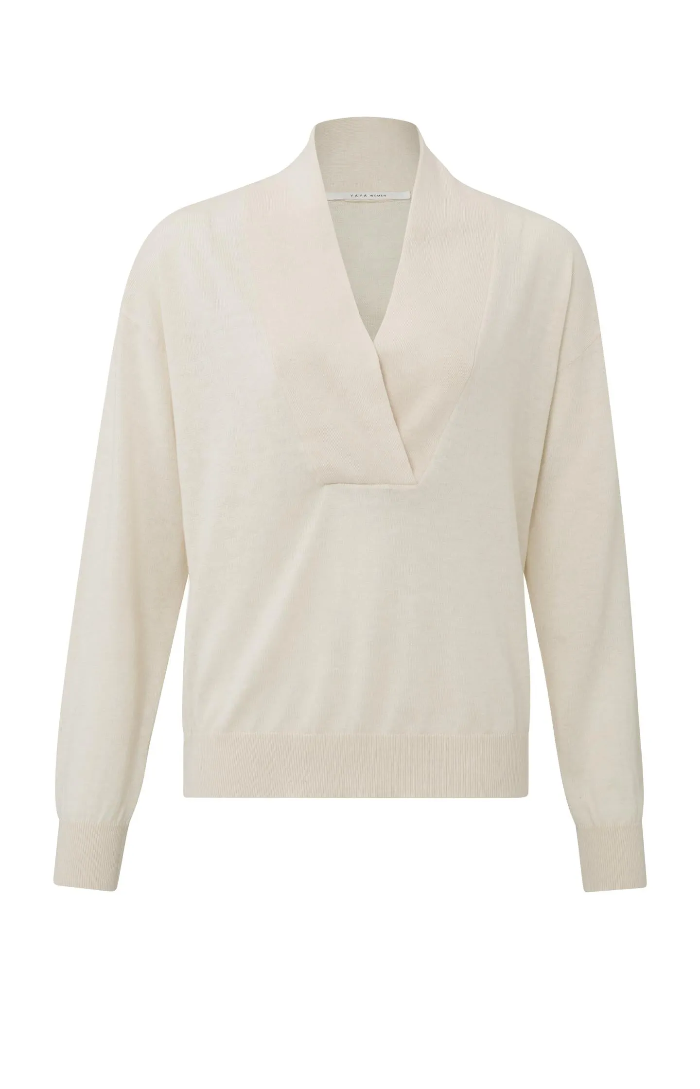 V-neck sweater with long sleeves and dropped shoulder seams