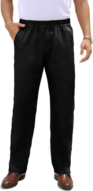voeeron Mens Elastic Waist Pants Relaxed Fit Casual Pant for Seniors Stretch Fabric