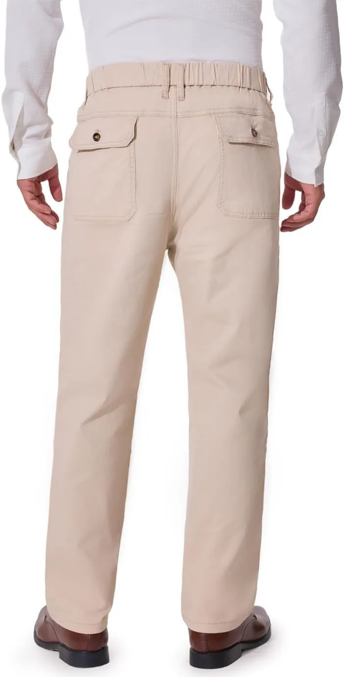 voeeron Mens Elastic Waist Pants Relaxed Fit Casual Pant for Seniors Stretch Fabric