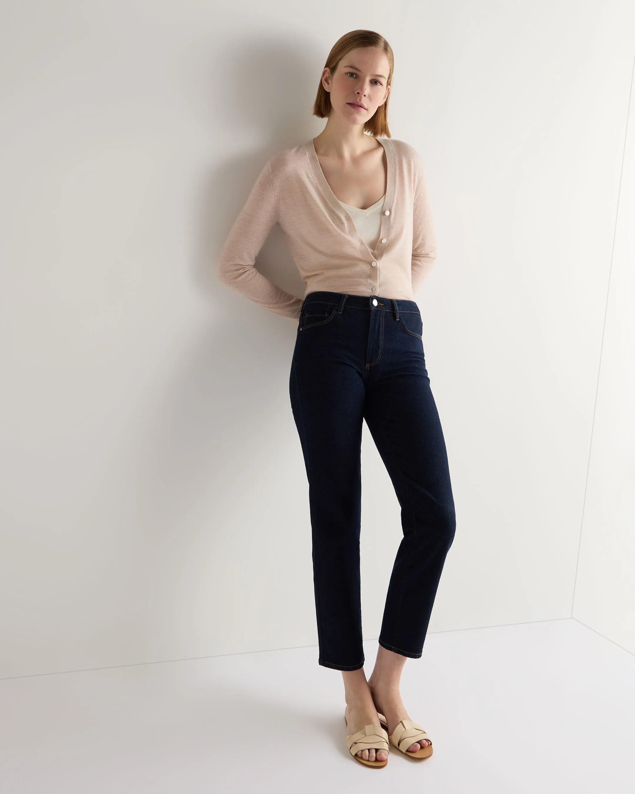 Women's Superfine Cashmere V Neck Cardigan Sandstone Brown