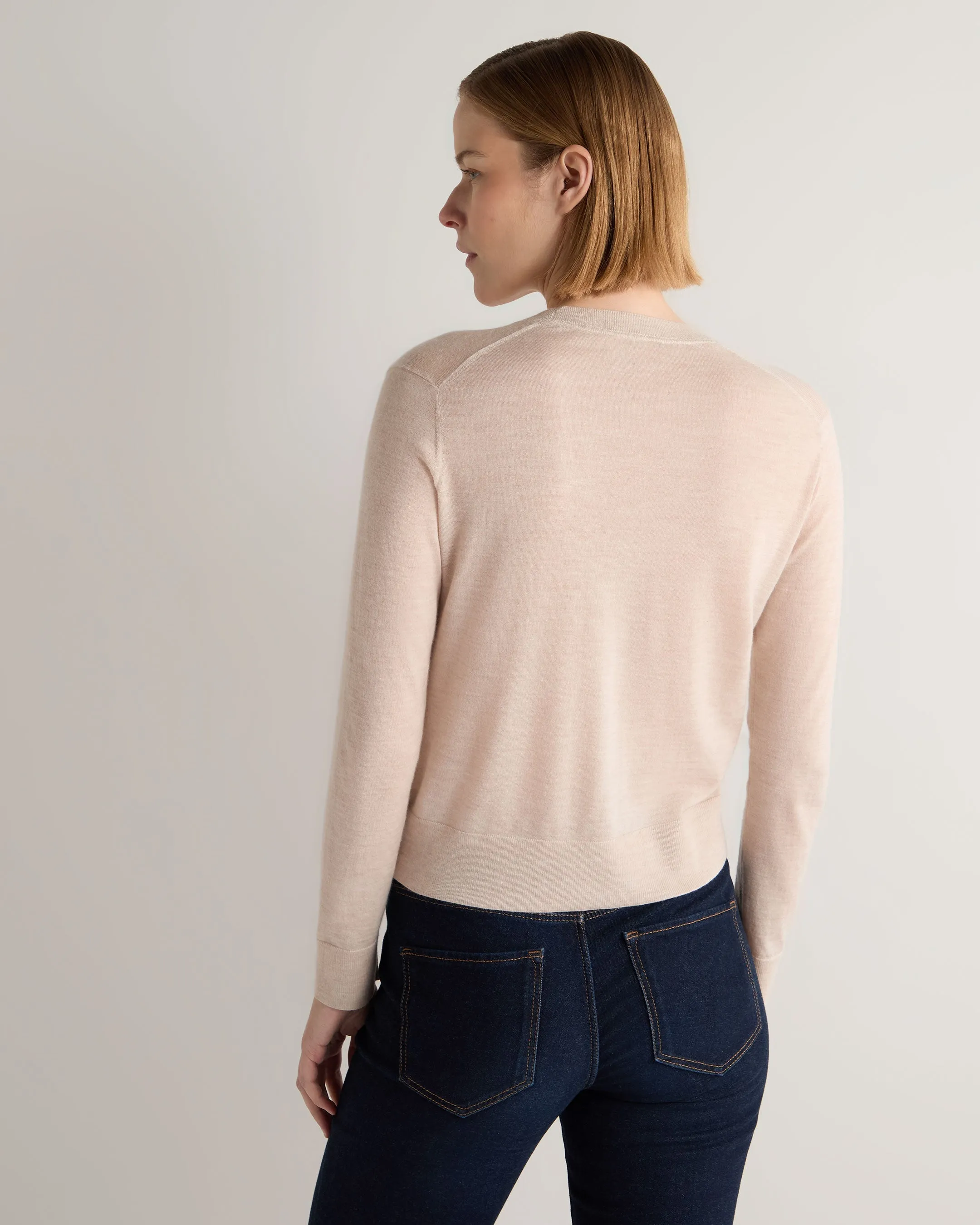 Women's Superfine Cashmere V Neck Cardigan Sandstone Brown